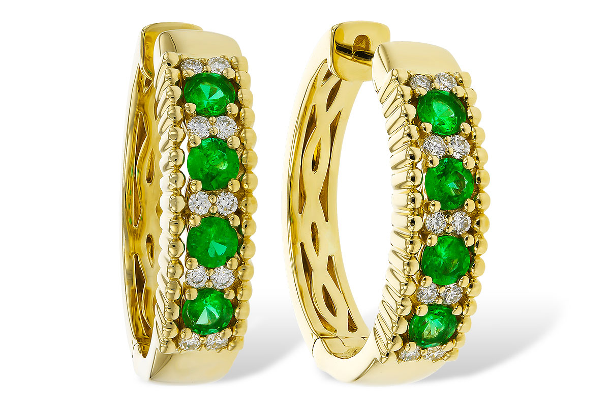 A320-81175: EARRINGS .33 TW EMERALD .45 TGW