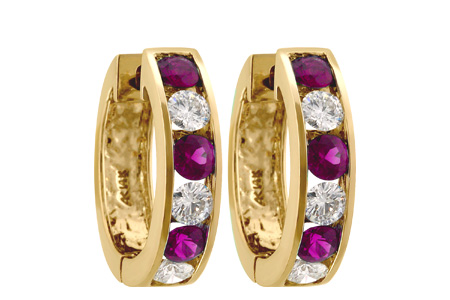 B047-12002: EARRINGS 1.22 RUBY 2.06 TGW