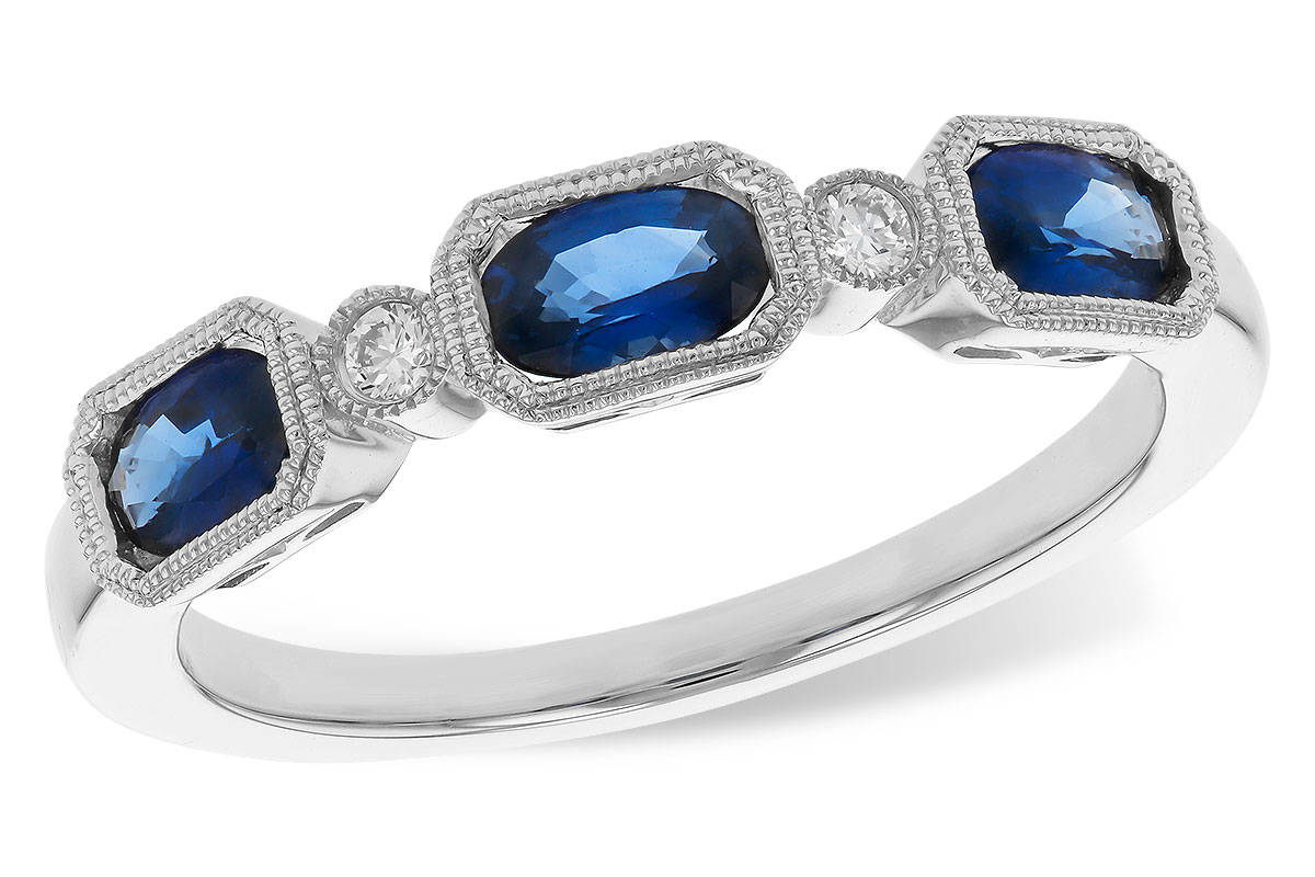 B320-74775: LDS WED RG .72 SAPPHIRE .77 TGW (4x3MM SAPP)