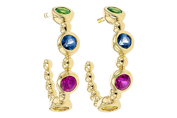 B321-63820: EARR .68 TW MULTI-COLOR SAPPH & GREEN GARNET