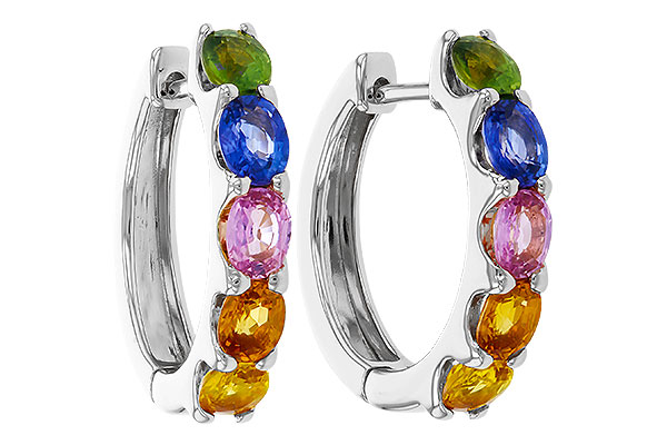C320-75657: EARRINGS 2.20 TW MULTI-COLOR SAPPHIRE