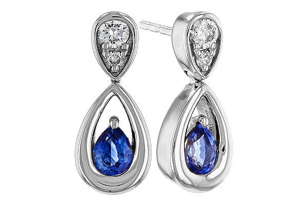 C320-75675: EARRINGS .42 SAPPHIRE .54 TGW (4x3 SAPP)