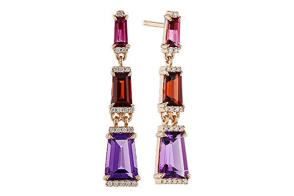 C320-76611: EARRINGS 1.98 SEMI-PREC (PT,GT,AMY) 2.05 TGW