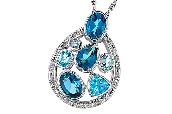 C320-78402: NECKLACE 3.23 TW BLUE TOPAZ 3.38 TGW