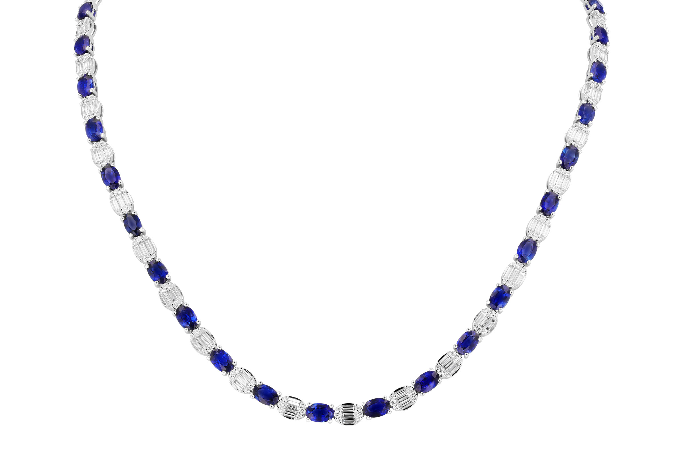 C321-65638: NECKLACE 17.68 TW SAPPHIRE 21.82 TGW (17")