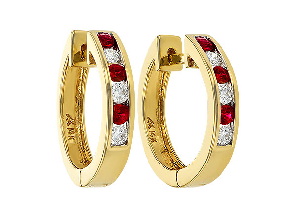 D047-12002: EARRINGS .29 RUBY .50 TGW