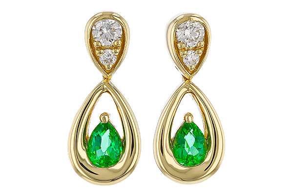 D320-76593: EARRINGS .20 EMERALD .32 TGW (4x3 EMER)