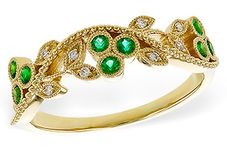 D320-81093: LDS WED RG .17 EMERALD TW .23 TGW