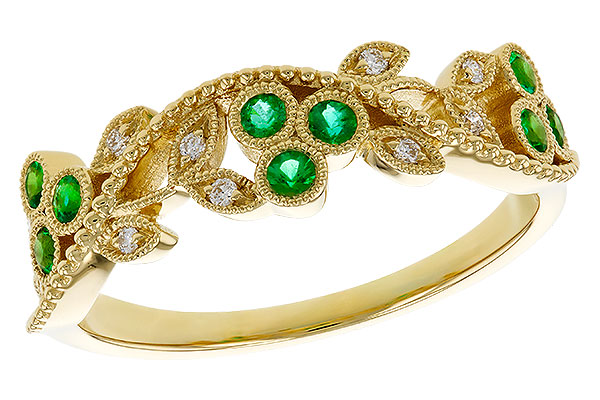 D320-81093: LDS WED RG .17 EMERALD TW .23 TGW