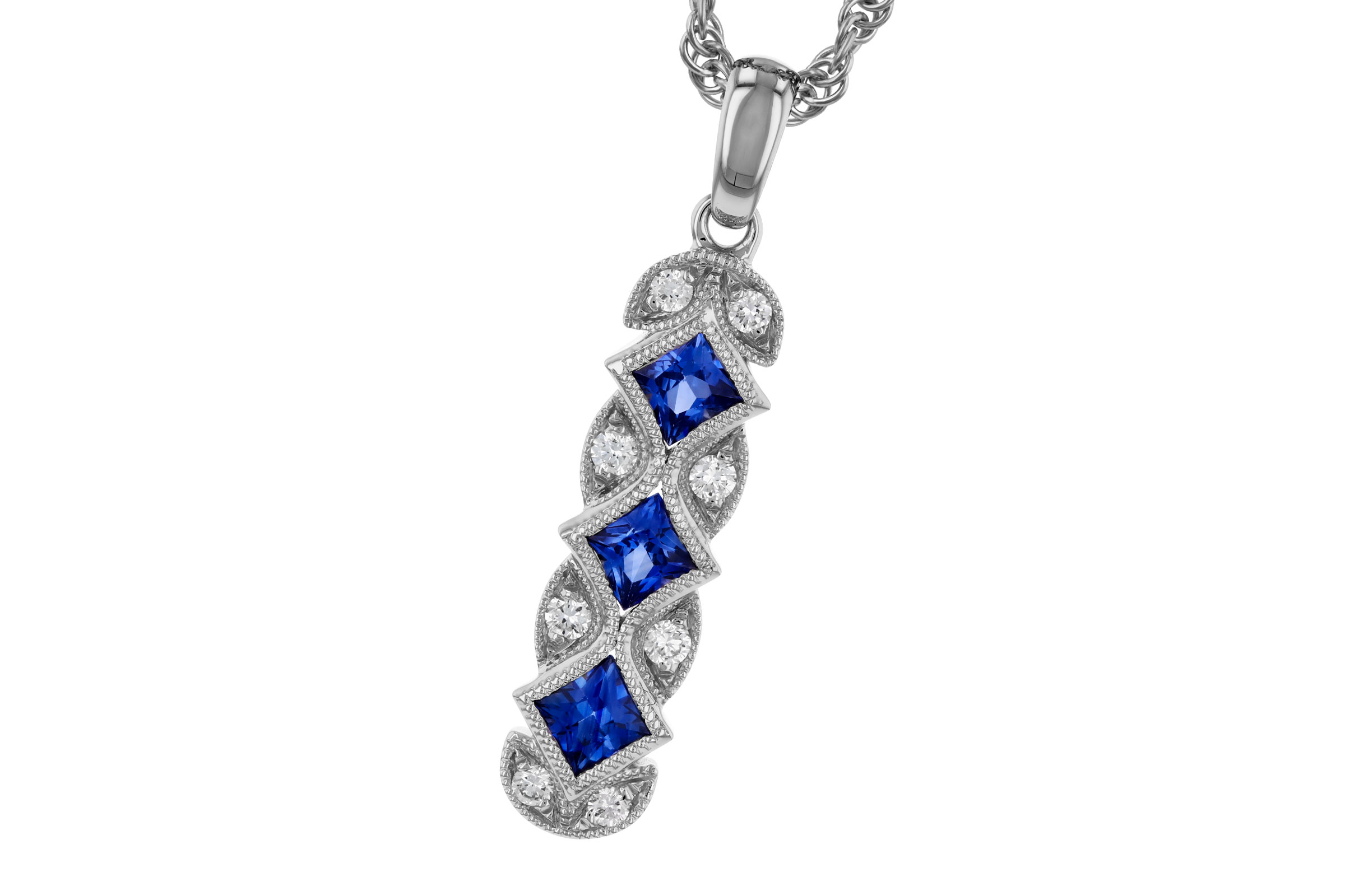 D321-65638: NECKLACE .55 TW SAPPHIRE .64 TGW