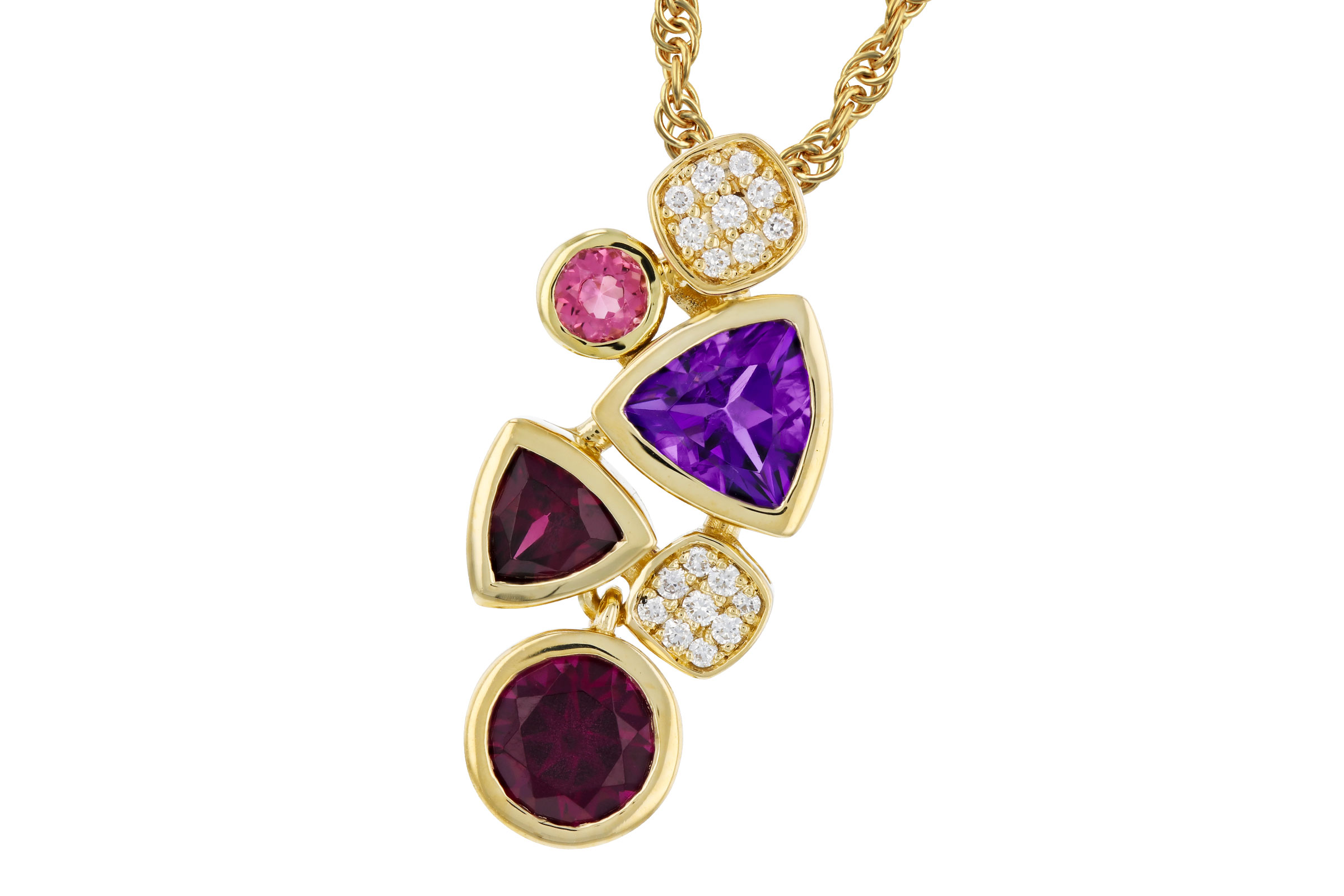 D321-65702: NECKLACE 1.34 SEMI-PREC (AM,RHO,PT) 1.40 TGW