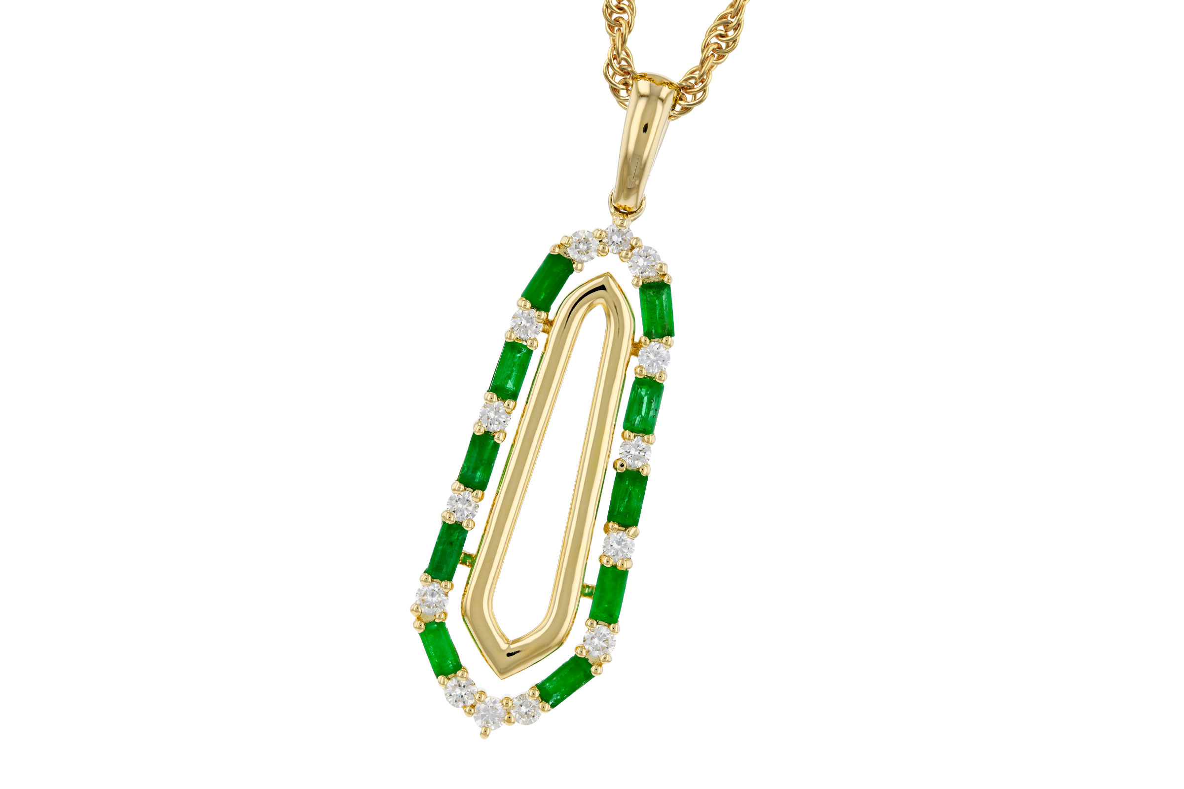 E321-66584: NECKLACE .44 TW EMERALD .64 TGW