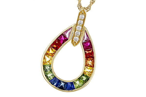 F320-75665: NECKLACE 1.10 MULTI-COLOR SAPPH 1.15 TGW