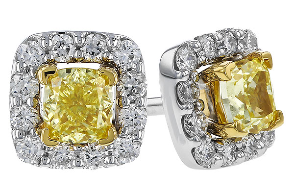 F320-76584: EARR .38 FANCY YELLOW DIAMONDS .54 TW