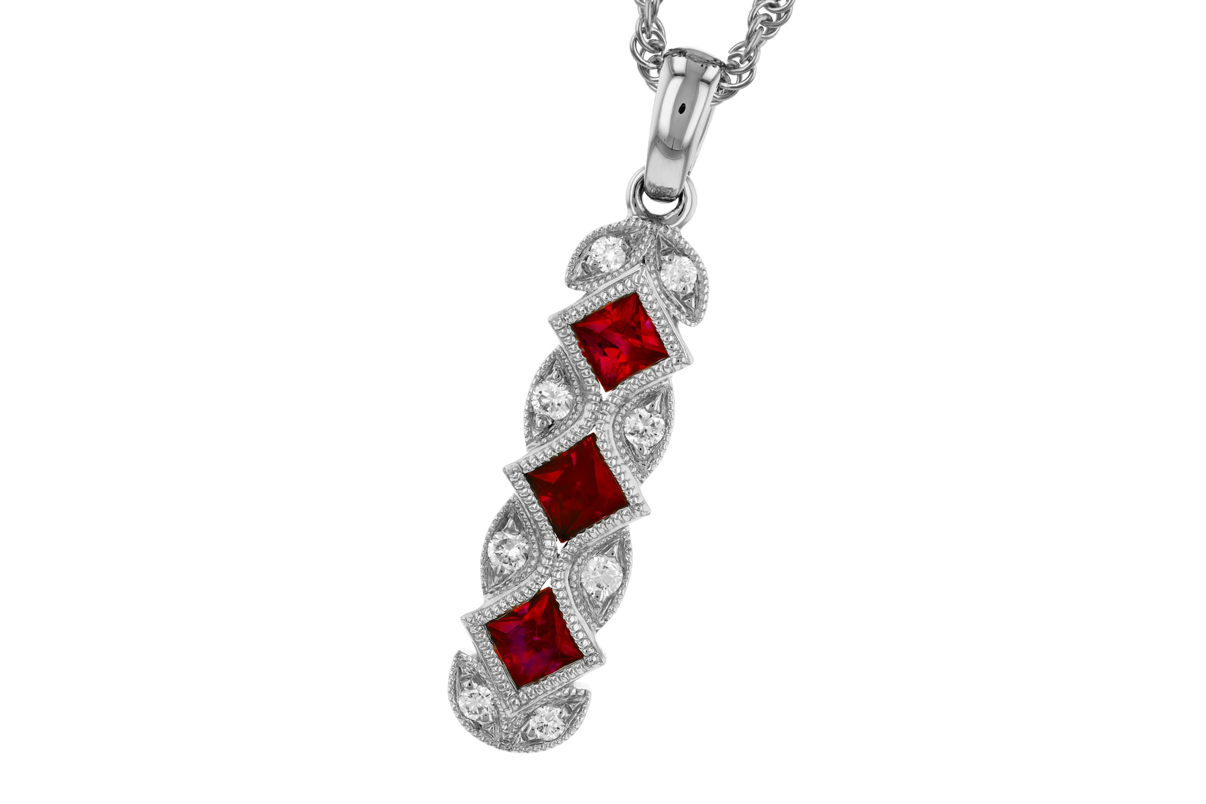 F321-64765: NECKLACE .55 TW RUBY .64 TGW