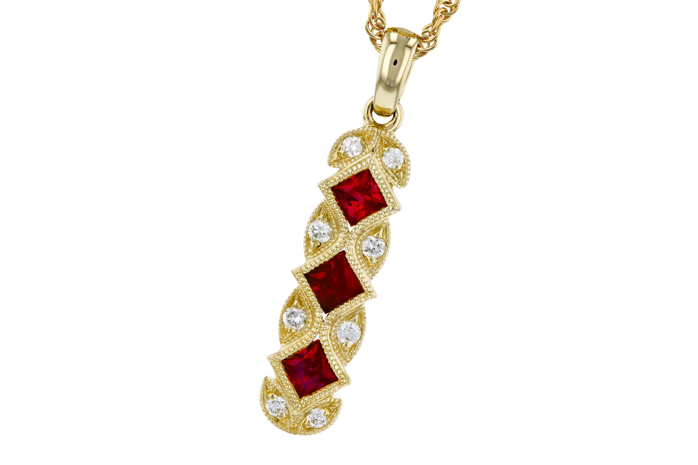 F321-64765: NECKLACE .55 TW RUBY .64 TGW