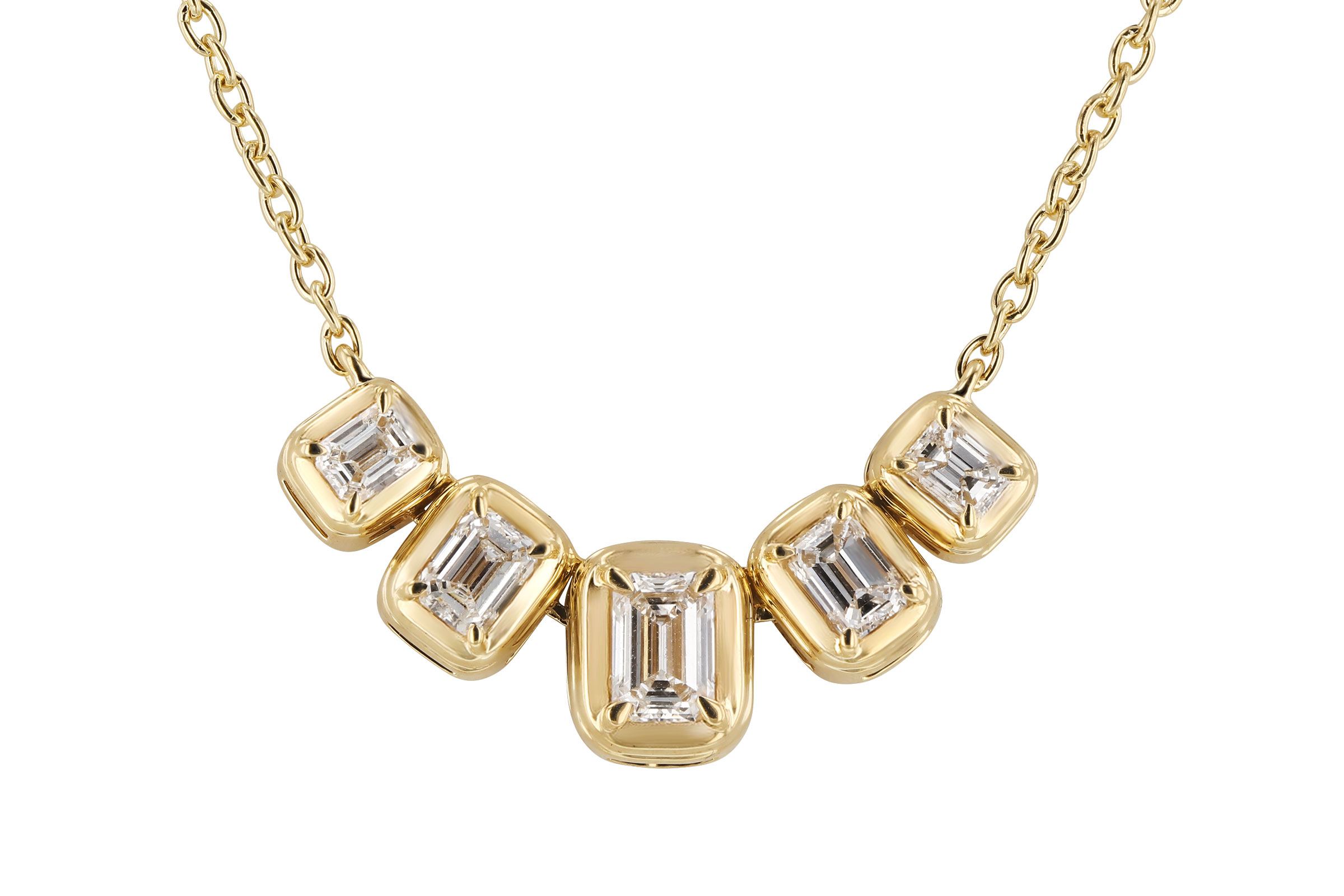 F321-66556: NECKLACE .87 TW EMERALD CUT DIA (18")