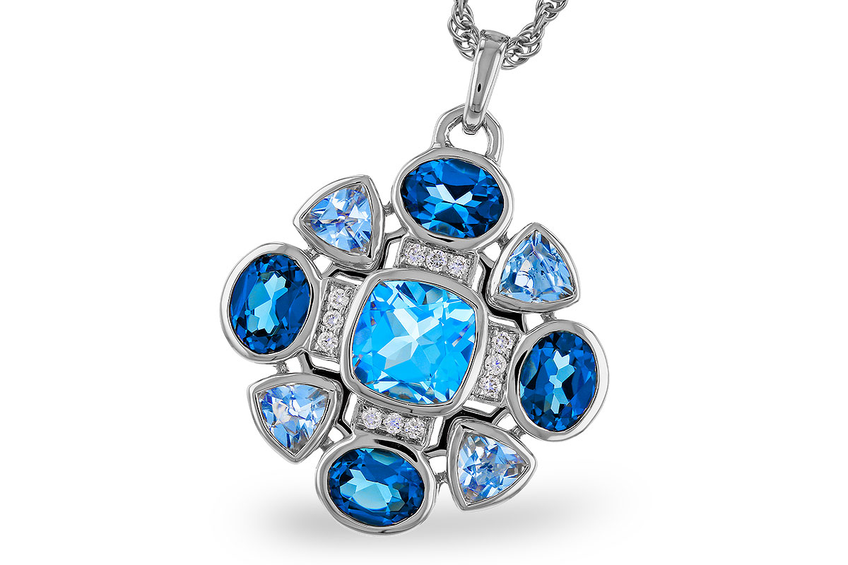H320-75638: NECKLACE 3.19 TW BLUE TOPAZ 3.25 TGW
