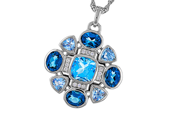H320-75638: NECKLACE 3.19 TW BLUE TOPAZ 3.25 TGW