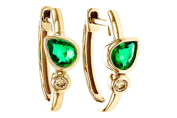 H320-77538: EARRINGS .38 TW EMERALD .44 TGW