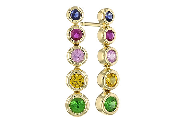 K319-90265: EARR .60 TW MULTI-COLOR SAPPH & GREEN GARNET