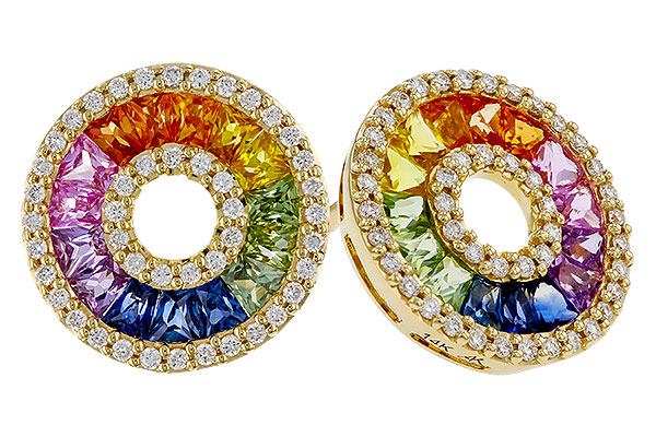 K320-75665: EARRINGS 2.10 MULTI-COLOR SAPP 2.37 TGW