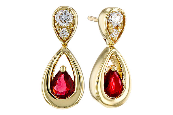 K320-75674: EARRINGS .40 RUBY .52 TGW (4x3 RUBY)