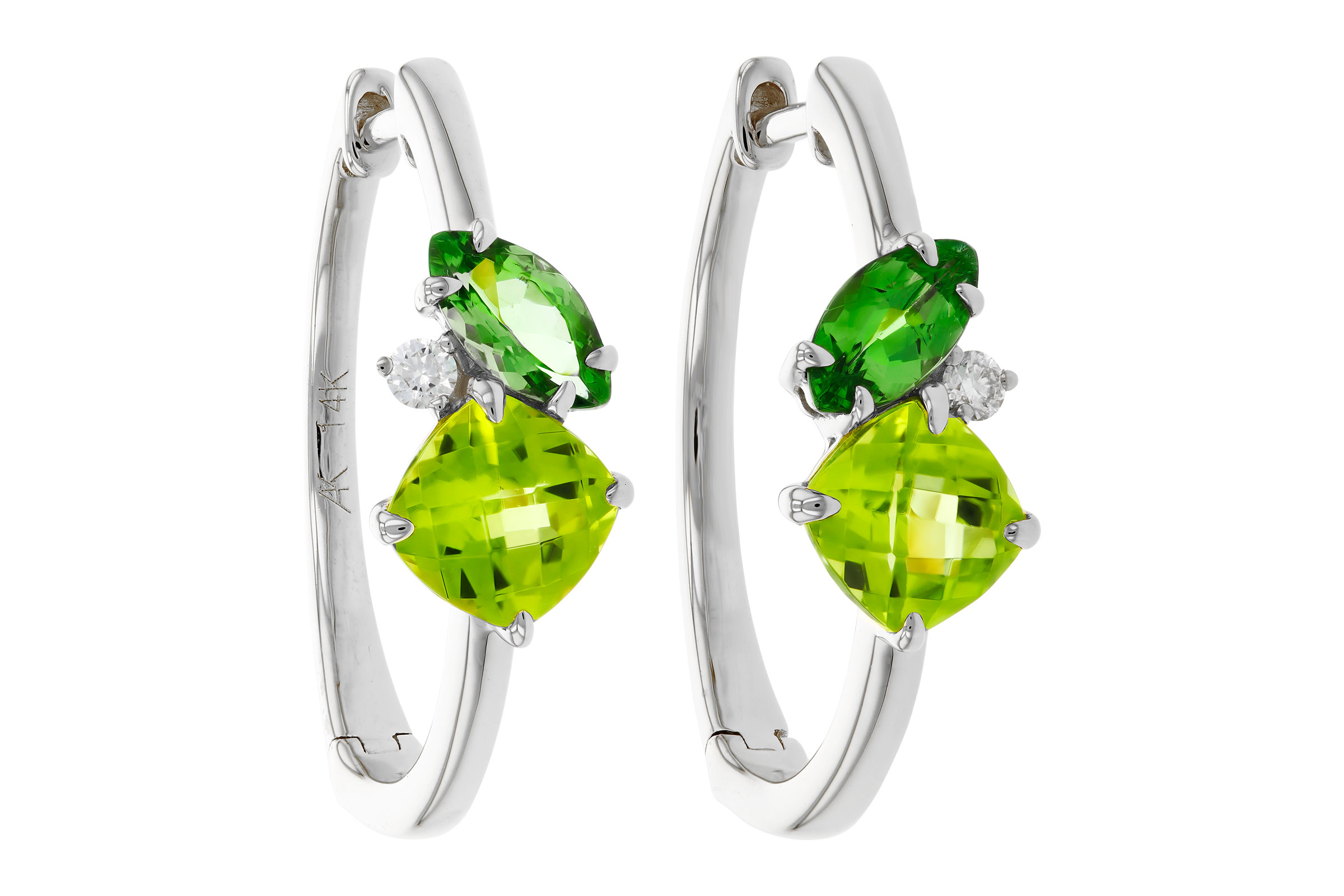 K321-65647: EARRINGS 1.69 TW SEMI-PREC (PER,TSAV) 1.73 TGW