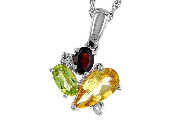 M320-75665: NECKLACE .79 SEMI PREC (CIT,PER,GAR) .82 TGW