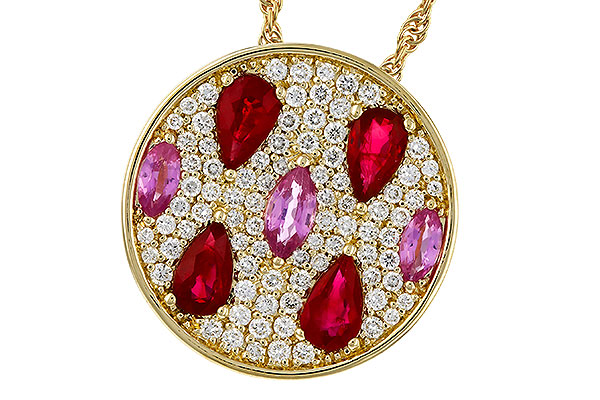 M320-81101: NECK 1.42 TW PRECIOUS (RUBY & PINK SAPP) 1.82 TGW